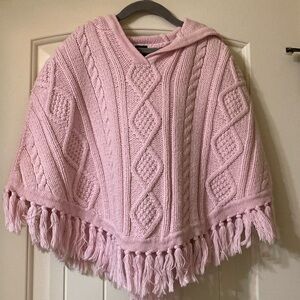 Girl’s Poncho Style Hooded Sweater